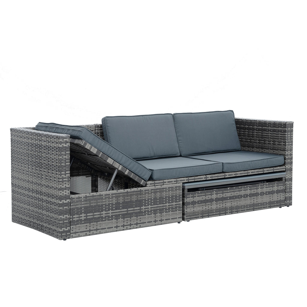 Alameda 5-Piece Wicker Set with Coffee Table, Dark Grey