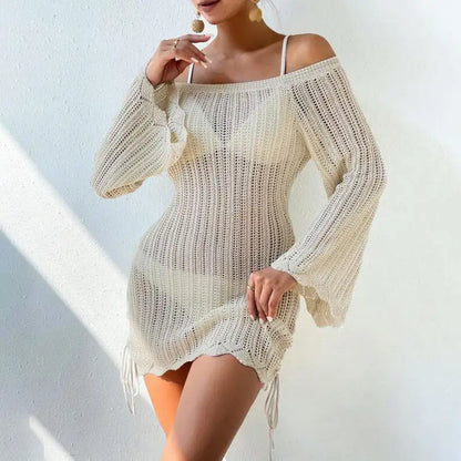 Solid Color Knitted Beach Dress - Eloy Royal