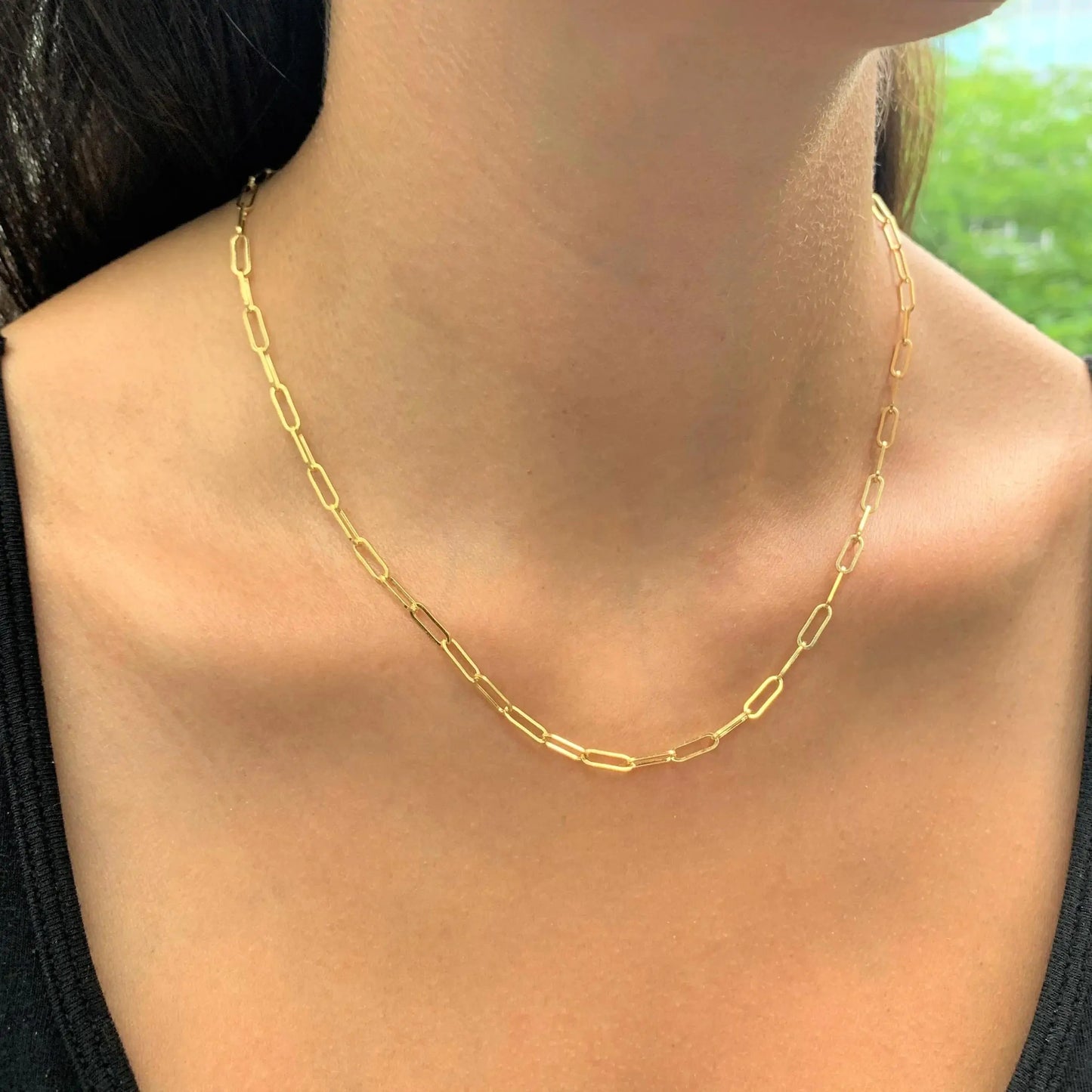 Italian Sterling Silver 18K Gold Plated Choice of Length Paper Clip Necklace - Eloy Royal