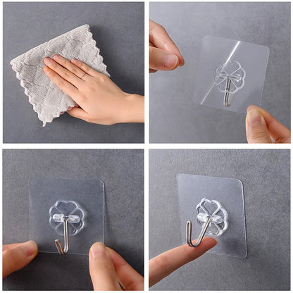 4Pcs/lot Transparent Strong Self Adhesive Wall Hook Magic Kitchenware Wall Storage Rack Kitchen Toilet Bathroom Accessories - Eloy Royal