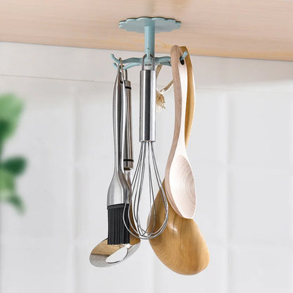 Kitchen Flower Rotary Hook Wall Mounted Kitchenware Storage Rack Accessories cabinet organizer hook up storage rack Spoon Hanger - Eloy Royal