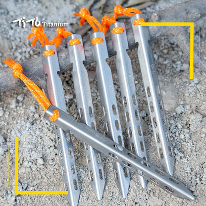 TiTo Titanium tent nails V shaped design Outdoor camping Windproof  equipment Tent tool for Soft ground 6/8/10/12pc - Eloy Royal