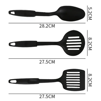 Black 6pcs/set Kitchen Utensils Set Non-stick Kitchenware Cooking Tools Spoon Soup Ladle Spatula Shovel Tools Gadget Accessories - Eloy Royal