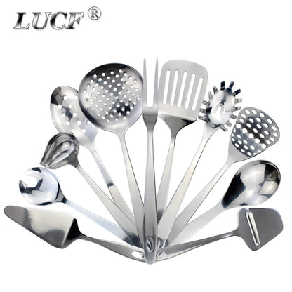 LUCF Stainless Steel Hanging Kitchenware Spoons/Ladle/Skimmer/Spatula/Masher/Meat Fork Cooking Tools Baking Utensils For Kitchen - Eloy Royal