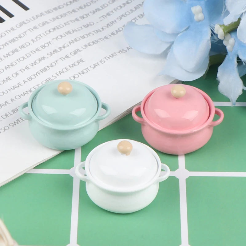 1Pcs 1/12 Dollhouse Miniature Accessories Mini Soup Pot with Food Simulation Kitchenware Model Toys for Doll House Decor - Eloy Royal