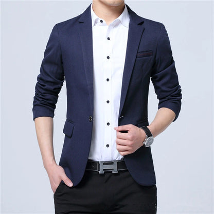 2023 New Fashion Spring  Autumn Casual Men Blazer Cotton Slim England Suit Blaser Masculino Male Jacket Blazer Men Size M-5XL