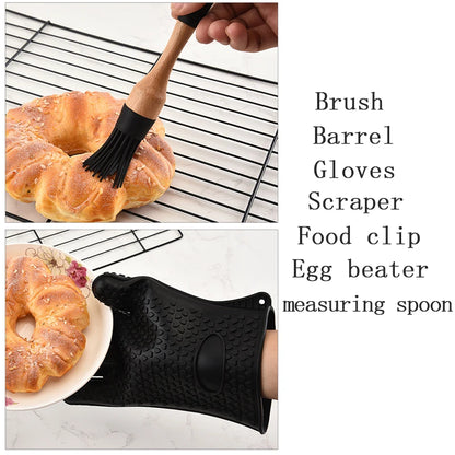 Silicone Wood Turner Spatula Brush Scraper Pasta Gloves Egg Beater Kitchen Accessories Baking Cooking Tools Kitchenware Cookware - Eloy Royal