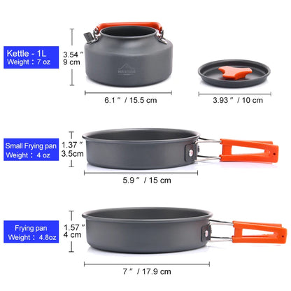 Widesea Camping Outdoor Cookware Set Tableware Cooking Cutlery Utensils Hiking Picnic Travel Equipment Tourist Cooker Fishing - Eloy Royal