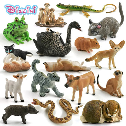 Swan Sheep Fox Deer Meerkat Snake Frog Cat Rat Rabbit Cow Pig Animal Model Action Figure Figurine Doll House Education Toy Gift - Eloy Royal