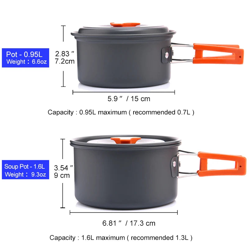 Widesea Camping Outdoor Cookware Set Tableware Cooking Cutlery Utensils Hiking Picnic Travel Equipment Tourist Cooker Fishing - Eloy Royal