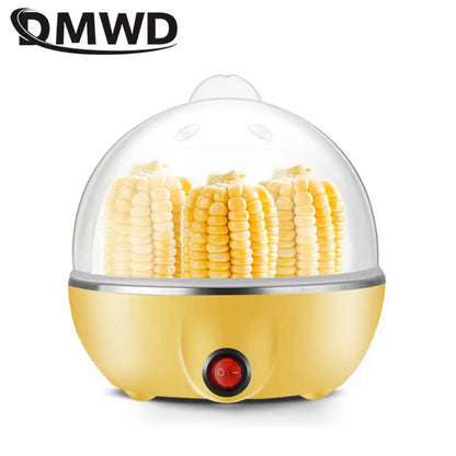 DMWD Electric Rapid Egg Cooker Food Steamer Boiler Rapid Heating Stainless Steel Pan Cooking tool Kitchenware 7 Eggs Capacity EU