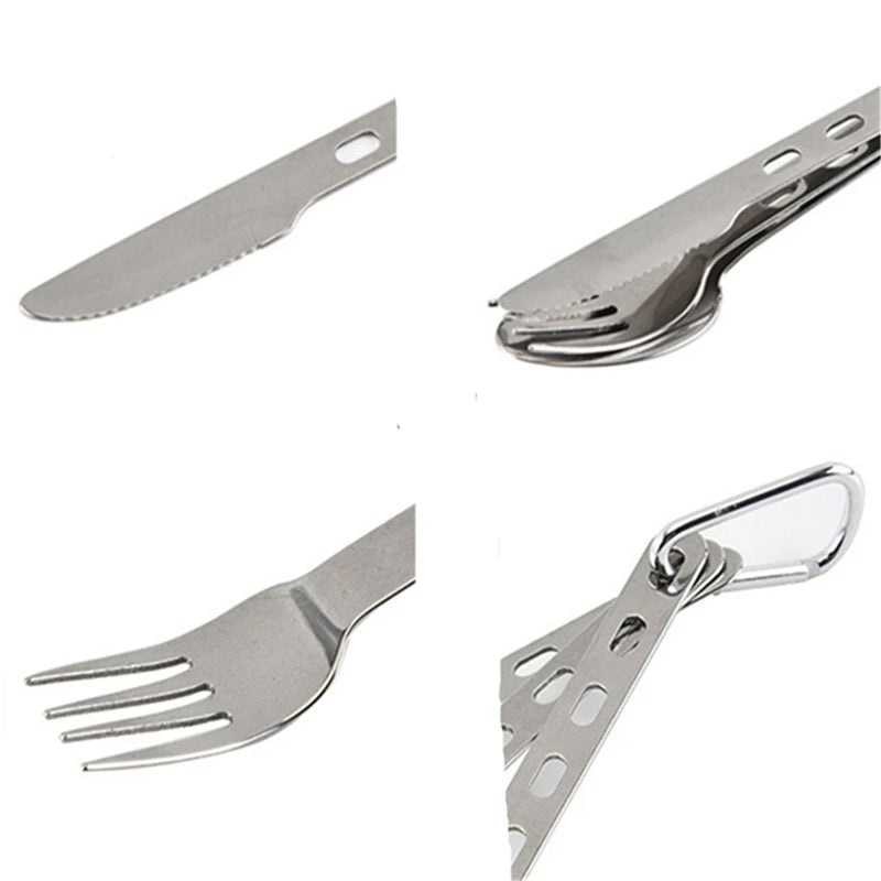 3pcs/set Titanium Cutlery Set Ultra Lightweight Knife Fork Spoon For Home Use Travel Camping Picnic Cutlery Set - Eloy Royal