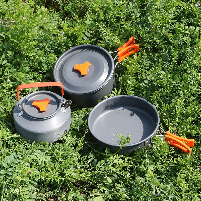 Outdoor Cookware Set DS311 Camping Cooking Set 3 Person Pot Pan 1.1L Kettle - Eloy Royal