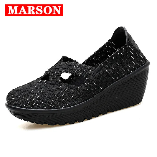 New spring women platform shoes women slip on casual hand made breathable woven shoes wedge sandals shoes women footwear shoes - Eloy Royal