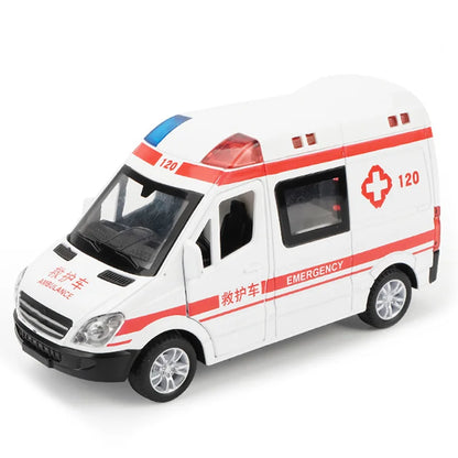 1:32 City Hospital Rescue Ambulance Emergency Police Alloy Metal Diecast Cars Model Sound Light Educational Kids Toys For Childr - Eloy Royal