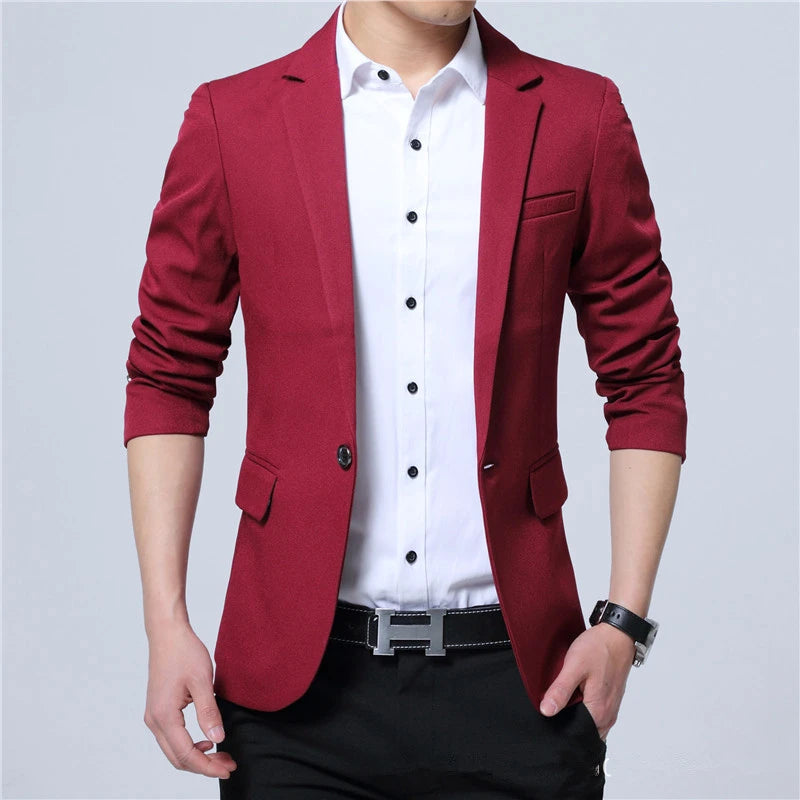 2023 New Fashion Spring  Autumn Casual Men Blazer Cotton Slim England Suit Blaser Masculino Male Jacket Blazer Men Size M-5XL