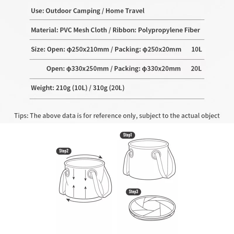 Naturehike NEW Folding Bucket Waterproof Foldable Water Sink Bucket Portable Travel Foldable Basin Camping Hiking Storage Bucket - Eloy Royal