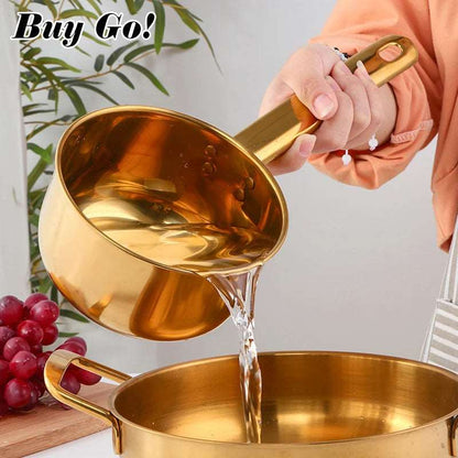 1/2PCS Multi-Purpose Stainless Steel Gold Water Scoop Spoon Long Handle Tableware Kitchenware Tool Non-stick Pan Noodle Milk Pot