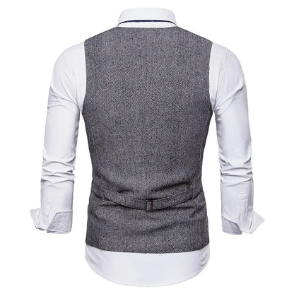 Smart Casual Suit Vest Men Business Vest Waistcoat Men Fashion Formal Dress Vest Suit Single Breasted Classic V-neck Wedding Top