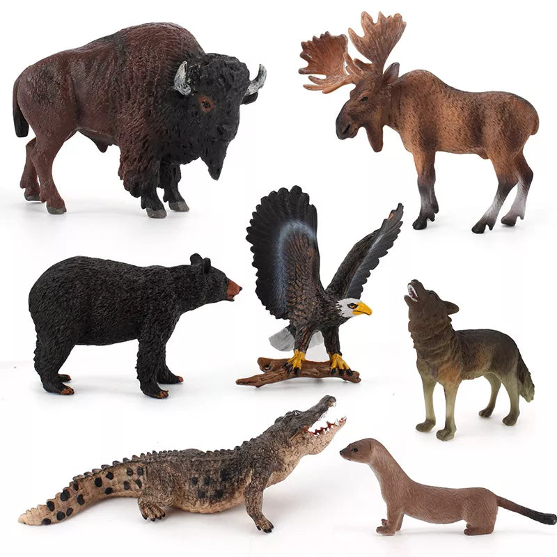 Simulation Wild Jungle Animals Wolf Bison Eagle Bear Crocodile PVC Action Figures Ornaments Collection Kids Education Toy Gifts - Eloy Royal