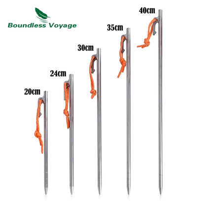 Boundless Voyage Titanium Alloy Tent Pegs Heavy Duty Nails Camping Stakes Hard Ground Pins 20cm 24cm 30cm 35cm 40cm Storage Bag - Eloy Royal