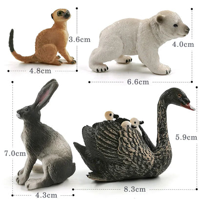 Swan Sheep Fox Deer Meerkat Snake Frog Cat Rat Rabbit Cow Pig Animal Model Action Figure Figurine Doll House Education Toy Gift - Eloy Royal