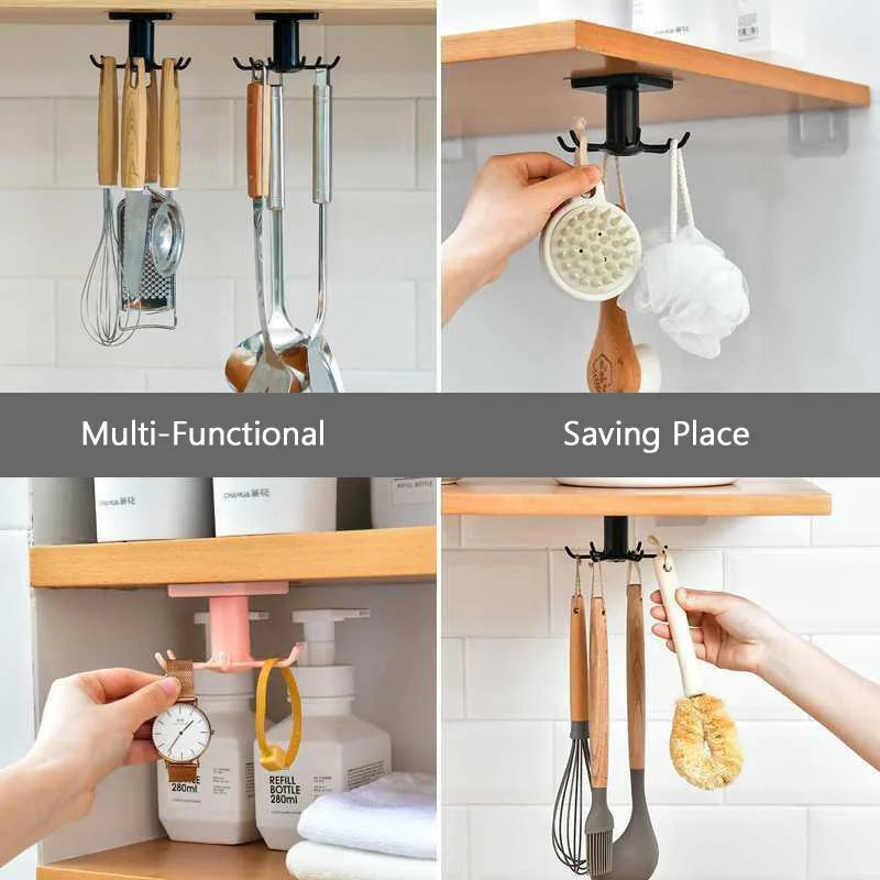 Kitchen Rotary Hook Wall Mounted Kitchenware Storage Rack Accessories cabinet organizer hook up storage rack Spoon Hanger - Eloy Royal