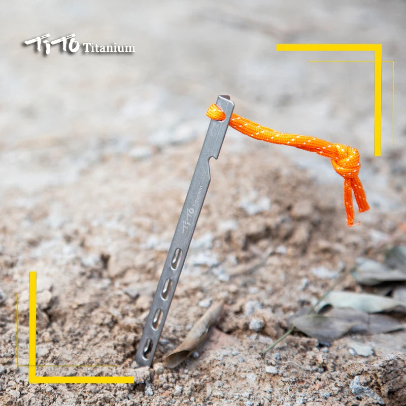 TiTo Titanium tent nails V shaped design Outdoor camping Windproof  equipment Tent tool for Soft ground 6/8/10/12pc - Eloy Royal