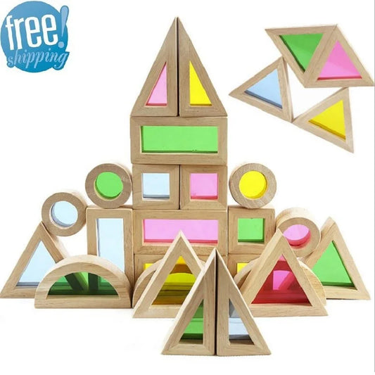 Wooden Rainbow Stacking Blocks Creative Colorful Learning And Educational Construction Building Toys Set For Kids For Ages 2+ - Eloy Royal