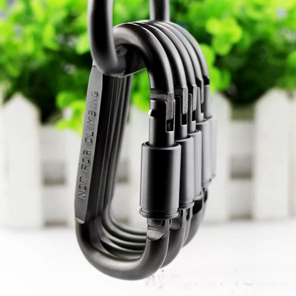 Tactical D Keychain Shape Hook Buckle Clip Climbing Army Carabiner Hanging fit Outdoor Silver camping survival edc - Eloy Royal