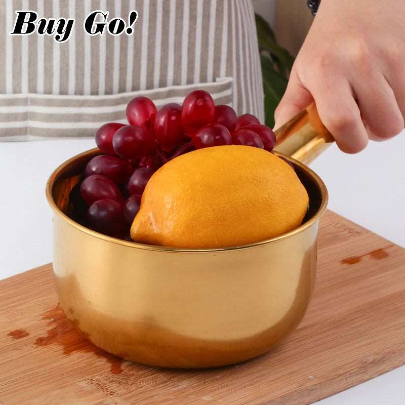 1/2PCS Multi-Purpose Stainless Steel Gold Water Scoop Spoon Long Handle Tableware Kitchenware Tool Non-stick Pan Noodle Milk Pot