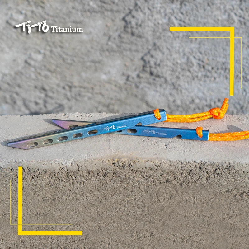 TiTo Titanium Tent Stake 6pcs/lots Colorful  V Shaped Windproof Outdoor Camping Tent  Nail  with Rope Suitable for Soft Ground - Eloy Royal