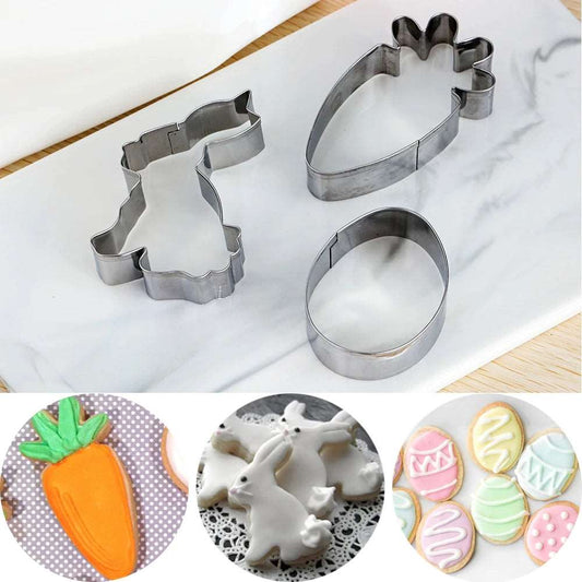 1/3Pcs 4 Shapes Rabbit Stainless Steel Mold Easter Egg Mold Kitchenware 3D Cookie Cutter DIY Baking Decor Pastry Modelling Tools