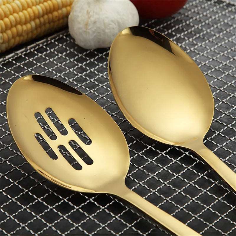 1PC Gold Stainless Steel Cooking Tools Spoon Fried Shovel Colanda  Whitefly Cocina Utensilios Spatula Ladle Spatula Kitchenware