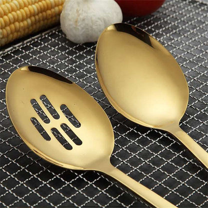 1PC Gold Stainless Steel Cooking Tools Spoon Fried Shovel Colanda  Whitefly Cocina Utensilios Spatula Ladle Spatula Kitchenware