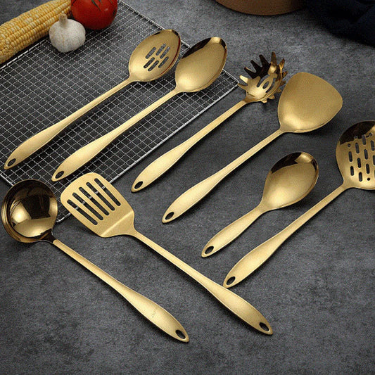 Gold Titanium Stainless Steel Cooking Tool Spoon Spatula Cooker Kitchen Tool Spatula Spoon Kitchenware Kit Utensils All - Eloy Royal