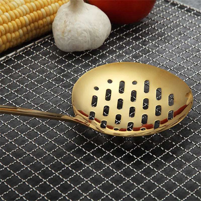 1PC Gold Stainless Steel Cooking Tools Spoon Fried Shovel Colanda  Whitefly Cocina Utensilios Spatula Ladle Spatula Kitchenware