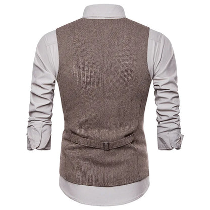 Smart Casual Suit Vest Men Business Vest Waistcoat Men Fashion Formal Dress Vest Suit Single Breasted Classic V-neck Wedding Top