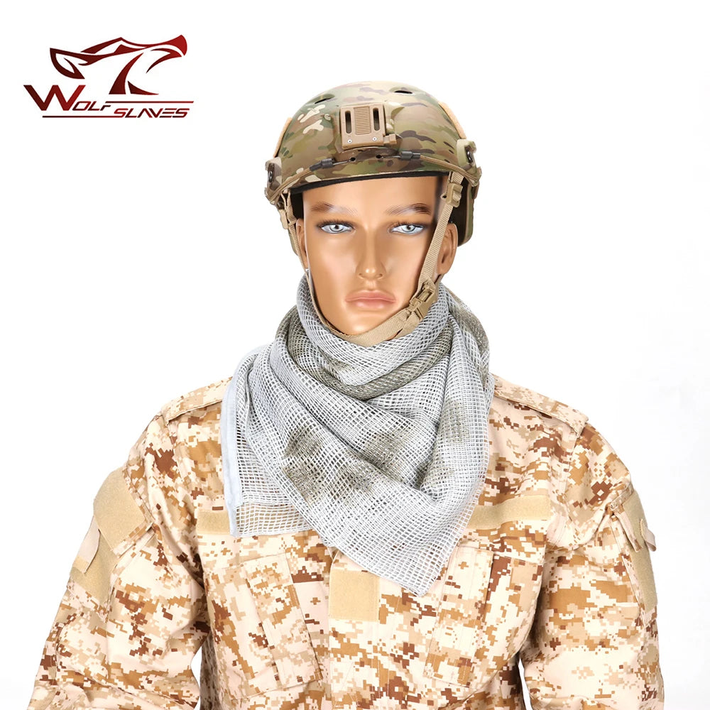 New 10 Colors Military Tactical Mesh Sniper Face Veil Scarf For Airsoft Camping Hunting Hiking Cycling Camouflage Scarves - Eloy Royal