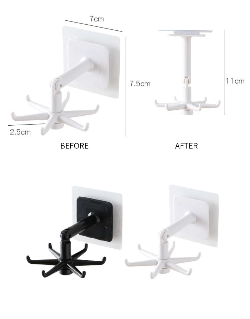 1PC Rotating Hook Bathroom Hook Holder Kitchen Storage Rack Under Shelf Rotate Towel Hook Kitchenware Cabinet Storage Organizer - Eloy Royal