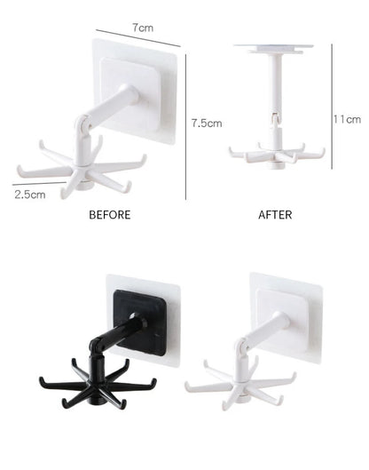 1PC Rotating Hook Bathroom Hook Holder Kitchen Storage Rack Under Shelf Rotate Towel Hook Kitchenware Cabinet Storage Organizer - Eloy Royal