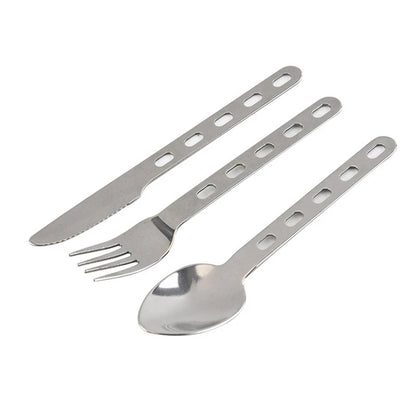 3pcs/set Titanium Cutlery Set Ultra Lightweight Knife Fork Spoon For Home Use Travel Camping Picnic Cutlery Set - Eloy Royal