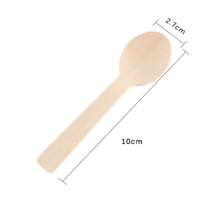 100pcs Ice Cream Wooden Spoon Disposable Tableware Cake Outdoor Camping Kitchenware Non-toxic Dessert Cheese Spoon Biodegradable - Eloy Royal