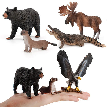 Simulation Wild Jungle Animals Wolf Bison Eagle Bear Crocodile PVC Action Figures Ornaments Collection Kids Education Toy Gifts - Eloy Royal