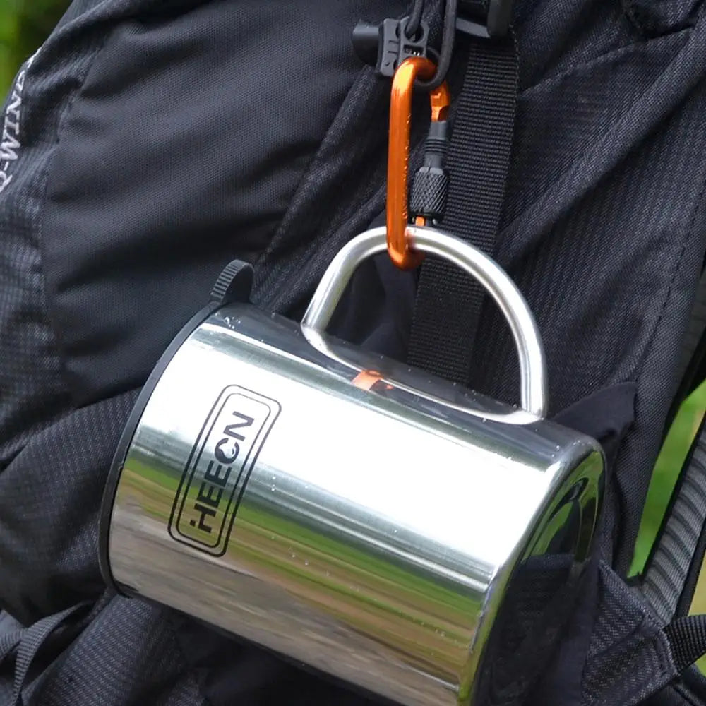 free ship Outdoor stainless steel mugs hiking buckle cup camping mugs with lid - Eloy Royal