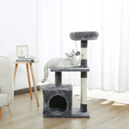 Domestic Delivery Cats Climbing Trestle Pet Scratcher Tree Candos Multi-Levels Jumping Furniture Ball Cat Playing Toys With Nest - Eloy Royal