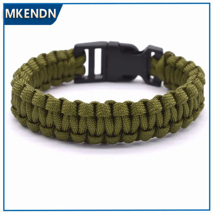 Outdoor Travel Camping Thin Army green Braided Cobra Weave Plastic Buckle Paracord Survival Bracelet - Eloy Royal