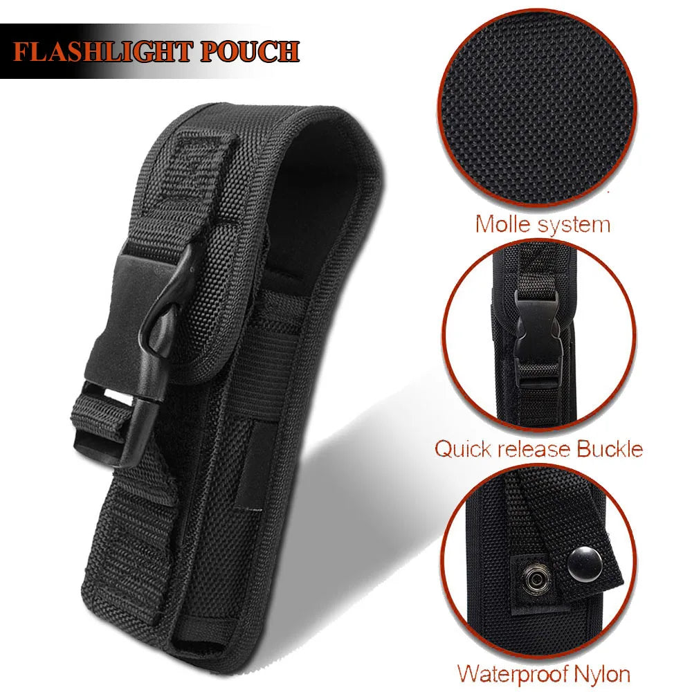 Tactical Molle Flashligtht Holster Military LED Torch Light Carry Bag Outdoor EDC Tools Waist Pack Hunting Camping Small Pocket - Eloy Royal