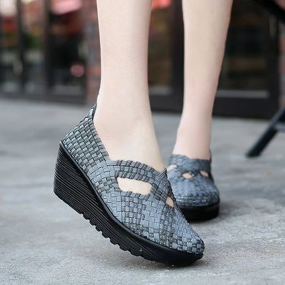 New spring women platform shoes women slip on casual hand made breathable woven shoes wedge sandals shoes women footwear shoes - Eloy Royal