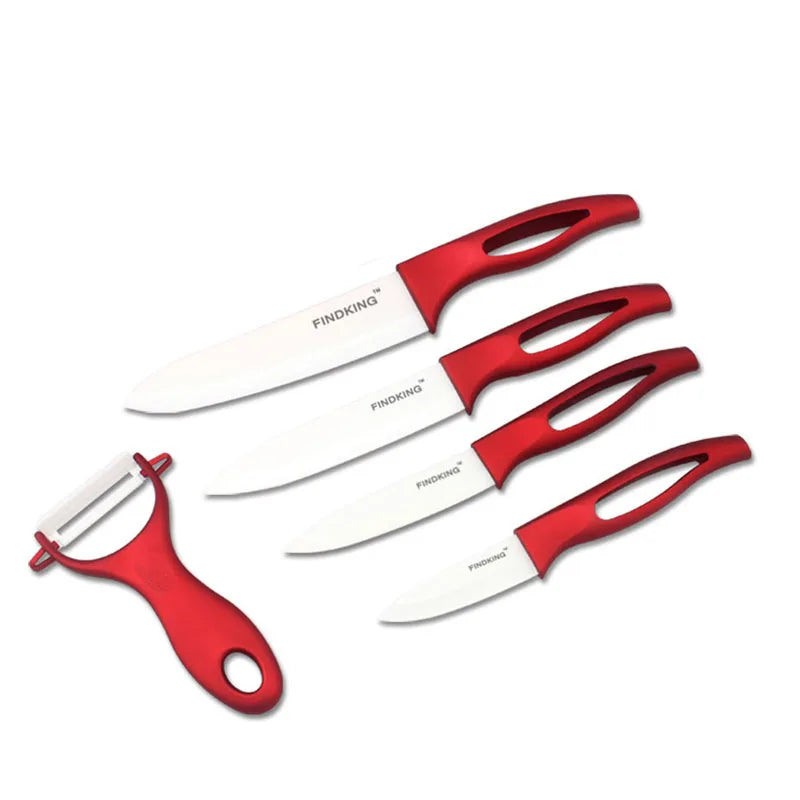 Home ceramic knife set red handle white blade 3”4”5”kitchen knives high sharp and knife holder kitchenware tools beautiful gift - Eloy Royal